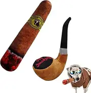 BSITSSS Pack of 2 Interactive Plush Dog Toys, Squeaky Cigarette Shapes for Small, Medium & Large Dogs