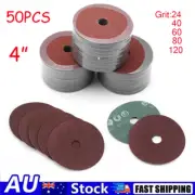 50X Fibre Sanding Discs 4" 100mm Grinding Wheel For Angle Grinder 24-120 Grit AU
