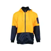 Hi Vis 2 Tone Full Zip Orange & Navy Tech Fleece Hoodie - 4XL