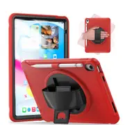 Tablet Case For iPad 10th with 360�� Kickstand/Hand Strap Shockproof-Red
