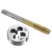 M8 x 1.25 Titanium Plated Spiral Point Thread Tap Round Die Tap and Die Set