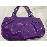 在飛比找蝦皮購物優惠-Agnes b 紫色漆皮包包 大容量媽媽包 可裝iPad雨傘