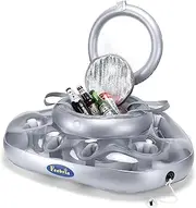 Funbroz Silver Inflatable Floating Cooler - Pool Cooler with Rope for Pool, Beach, and Party - Transparent Design, Large Capacity for Drinks, Ice, Snacks, and Accessories
