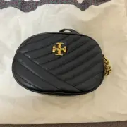NEW Tory Burch KIRA CHEVRON SMALL CAMERA Black Crossbody BAG