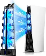 NexiGo PS5 Silent Enhanced Cooling Fan with Adjustable Speed, [Low Noise Level], [Auto Power On/Off], with USB 3.0 Port, Efficient Cooling System