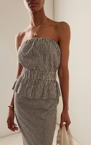 [Posse] Aurelia Strapless Gingham Cotton Top