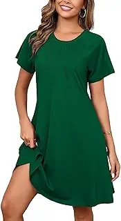 [Heymoments] Women's Summer Short Sleeve Crew Neck Midi Dresses Casual T-Shirt Sundress with Pockets