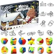 Christmas Advent Calendar 2024, 24 Days of Christmas Countdown Gift Box with 24pcs Brain Teaser Toy, Metal Wire and Plastic Puzzles Advent Calendar for Boys, Girls, Teens, and Adults Challenge