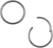 [Serenity Sleepers] 316L Surgical Stainless Steel 18G Sleeper Hinged Hoop Earrings Segment Nose Ring (Silver) - 6mm 8mm 10mm 12mm