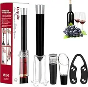 iDopick Wine Opener Air Pressure Pump Opener, 4 in 1 Wine Bottle Opener Include Air Pressure Pump Wine Bottle Opener with Foil Cutter,Aerator Pourer,Vacuum Stopper Efficient Corkscrew Bottle Opener