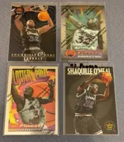 (4 card lot) Shaquille O'Neal Cards; Skybox Premium, Topps Finest, Center Stage