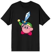 Kirby Pink Mochi With Sword Men's Black Graphic Tee-CSL166 Pure cotton high quality L