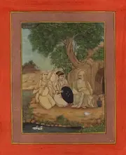 Mughal Yoga Art Handmade Indian Miniature Yogi and Royalty History Painting