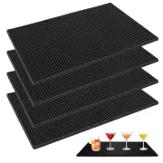 4 Pcs Rubber Bar Mat, 18 x 12 Inch Non-Slip Bar Service Spill Mat, Black Rubb...
