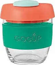 Avanti GoCup Borosilicate Glass Travel Cup, 236 ml / 8 Oz, Green/Coral/Sea Foam