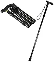 Lightweight Adjustable Folding Walking Stick Aluminium Travel Cane Non Slip, Adjustable Height 32.3"-36.2", Comfort Grip, Non-Slip Rubber Base, Portable Travel Cane