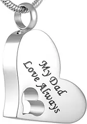 KETIME My Mum/My Dad Love Always Heart Urn Necklace Cremation Jewelry Human Ashes Keepsake Memorial Necklace