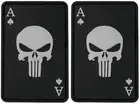 ACE OF SPADES SKULL PVC RUBBER PATCH |2PC PVC HOOK BACKING 3"x2"