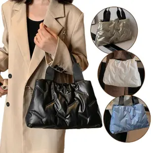 【Bliss BKK】時尚科技感羽絨棉手提包 手提袋 水餃包 空氣包(4色可選)
