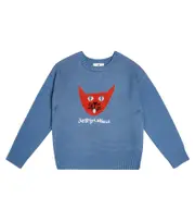 [Jellymallow] Jellymallow Cat cotton and wool-blend sweater Y 6 blue