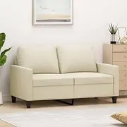 Cream Faux Leather 2-Seater Sofa - Compact Couch for Living Room, Lounges, Small Spaces - Sturdy, Modern Design Concept - 120 cm Seat Width