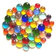 50 x Mixed Rainbow Mosaic Pebbles Art Glass Stones - Assorted Sizes & Colours