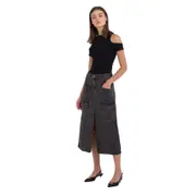 Replay Womens Denim Long Skirts Midi Skirt In Black