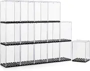 Pokiiulk 15 Pcs Clear Acrylic Minifigure Display Case - Display Box Storage Fit for Lego Minifigures and Action Figures Blocks for Kids and Adults (Black)