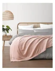 [Serene] Hudson Fleece and Sherpa Reverse Blanket Single/Double/King in Blush