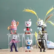 6pcs Cuphead Figures Set Cup Cake Toppers Anime Cake Decoration Figures Game Action Figures Toys Cupcake Figurines Party Supplies for Kids Fans Birthday Cake Party Decoration