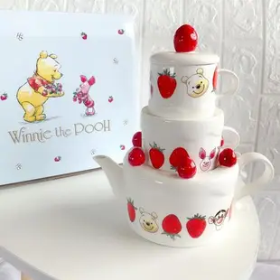 DearDali陶瓷手作可愛維尼熊 草莓蛋糕茶壺套裝 卡通禮品裝馬克杯