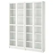 BILLY / OXBERG bookcase combination w glass doors, white/glass, 160x30x202 cm