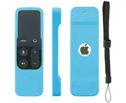 Non-slip silicone protective case with wrist strap compatible with Apple TV 4K 4. Generation Siri Remote Controls silicone case cover - Blue