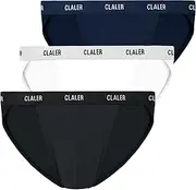 [CLALER] Men's Modal Briefs Classic Tanga Underwear Soft Microfibre Underpants Silky Touch Slips,3 Pack, Lead Gray/White/Dark Blue, XXL