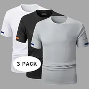 3PCS Men's T Shirt Short Sleeve Short Sleeves Crew Neck Summer Solid Color Plain Sports Outdoors Casual Quick Dry Basic Plain Casual Fitness Casual Daily Tee