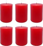 6 Pack 3x4 Inch Red Pillar Candles for Romantic Valentine's Day and Christmas, Unscented Column Candle for Home Restaurants, Smokeless Dripless and Clean Burning Emergency Candle