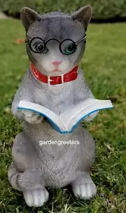 CAT READING STATUE CAT FIGURINE CAT STATUE Cat garden home decor