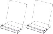 2 Pcs Acrylic Book Stands, Clear Book Display Stand Brochure Holder Stand for Displaying Pictures, Books, Menus, Notebooks