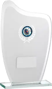 glass Award white glass curved back drop multisport -FREE Engraving ge016