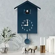Cuckoo Clock Plastic Cuckoo Wall Clock with Bird Tweeting Sound Hanging Bird Clock Battery Operated Cuckoo Clock White Minimalist Cuckoo Clock Decorative Wall Clock for Home Living Room(grey)