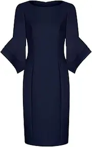 [Adrianna Papell] Women's Knit Crepe Tiered Sleeve Dress