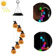 6 LED Solar Wind Chime Lamp Halloween Garden Decoration Pumpkin Lamp Holiday Gif