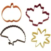 Wilton Painted Metal Cookie Cutters Fall Autumn Pumpkin Turkey Leaf Flower X 4