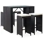 Water-Resistant Rattan Patio Bar Set 4-Person Garden Lounge Table And Stools