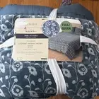 Artelier Nicole Miller Blue Full/Queen Traditional Block print Quilt 90x92 NWT