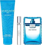 Versace Eau Fraiche Eau De Toilette, Perfumed Shower Gel and Travel Spray Gift Set for Men