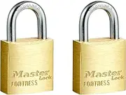 Master Lock Solid Brass Body 20mm Wide Economy Padlock with Keys - Mini Lock with 4-pin Anti-Pick Cylinder and Cut-Resistant Steel Shackle - Small Lock with Key for Lockers, Storage Cabinets - 2 Pack