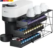 Coffee Pod Holder Drawer for 66 Nespresso Vertuo Pods, 3 Tier Nespresso Pod Orga
