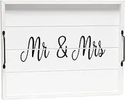 Elegant Designs HG2000-WMM Decorative Wood Serving Tray w/Handles, 15.50" x 12", Mr. & Mrs.