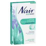 Nair Easiwax Large Wax Strips 20 Pack Legs & Body All Skin Types 20pk